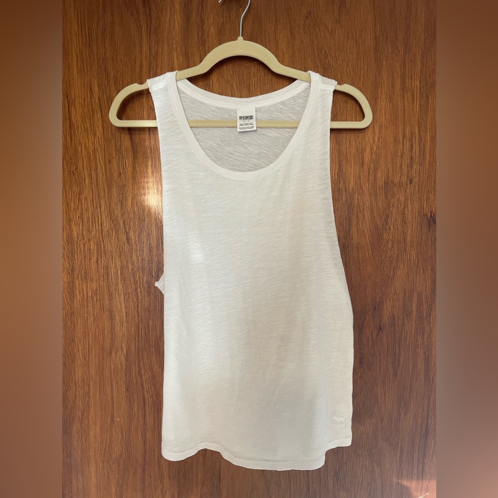 PINK | White Victoria's Secret Muscle Tee Tank Top Small
